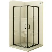 i-flair Eckdusche Schiebetür Duschkabine DANIELLE aus teilsatiniertem 6 mm ESG, BxT: 70x70 cm, Einscheibensicherheitsglas, ohne Duschtasse, mit hochwertigen Aluminiumprofilen in schwarz, ebenerdiger Einbau möglich, mit Schiebetüren