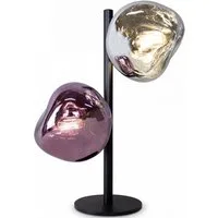 Licht-Erlebnisse Tischleuchte CLONLINA, ohne Leuchtmittel, Glas Weiß Lila Metall E14 40 cm Lava-Glas verspiegelt Schlafzimmer