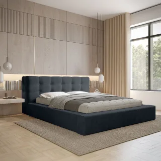 Polsterbett Doppelbett ANTONIO Komplettset 140x200cm in Stoff Ditra Blau