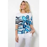 Passioni Strickpullover mit blauem Aquarellmuster
