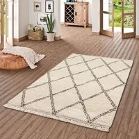 Pergamon Hochflor-Teppich Hochflor Langflor Shaggy Teppich Boho Rauten, Rechteckig, Höhe: 35 mm