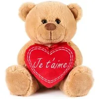 BRUBAKER Kuscheltier Teddy Plüschbär mit Je t'aime Herz (1-St., Schmuseteddy, 25 cm hoch), kleiner Teddybär, Stofftier Plüschtier