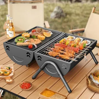 Xmund Six-Piece Barbecue Grill for Home Use, Suitable for Both Grilling And Frying, Portable Small Double-Sided Charcoal