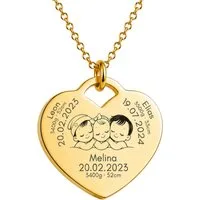 BS Schmuckdesign Kette mit Anhänger mit Gravur Personalisierte Halskette Geburtskette Herzkette Mutter-Kind (inkl. Gravur), personalisierbar inkl. Geschenkbox