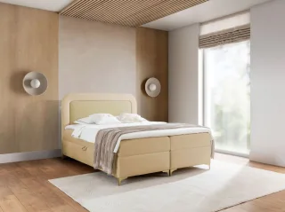 Boxspringbett Schlafzimmerbett WILLOW 140x200cm Stoff Puente Gelb