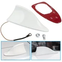 Bolwins A65C Universal Shark Fin Auto Dachantenne AM/FM selbstklebend weiß Dachantenne (AM & FM Signal, für Innenbereich & außenbereich, Verstärkung: 5 dB), AM & FM Radioempfang, Shark-Fin-Design, selbstklebende Montage