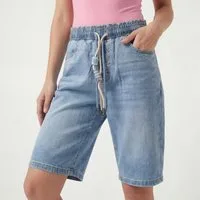 OriginalYou Bermudas Damen Jeans Shorts Mom Fit Sommer Stretch Bermuda Denim-Optik Elastikbund, erhältlich von Größe 34 bis 48