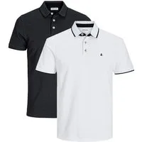Jack & Jones Poloshirt 2er Pack Paulos - Slim Fit (Spar-Set, 2-tlg) Poloshirt - Baumwolle - Atmungsaktiv - Mit kleinem Markenlogo