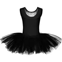 tanzmuster Tüllkleid Ballett Tutu mit Spitzeneinsatz Ballettkleid aus weicher Baumwolle mit langem Tüllrock, für Mädchen