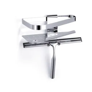 Giese Newport Duschkorb 3082402 Halter für Rasierer,Haken und Wischer, Eckmodell