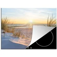 MuchoWow Herd-Abdeckplatte Strand - Sonne - Düne - Gras - Sand - Horizont, Vinyl, (1 tlg), Cerankochfeld Abdeckung, Herd Abdeckplatten Vinyl, 58x51 cm
