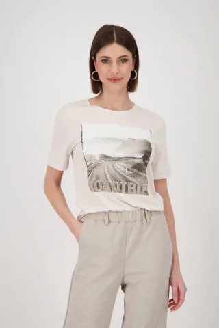 monari - T-Shirt mit Fotoprint oat milk - Gr. - 44