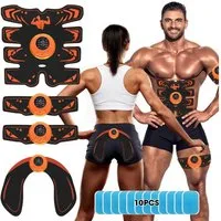 FOSMET EMS-Bauchmuskeltrainer 2026 Neuestes EMS-Trainingsgerät, EMS-Bauchmuskeltrainer Elektrisch, (4 Stück,effektives Training von Bauch,Rücken,Taille,Gesäß,Armen,Beinen,für Herren und Damen zum Muskelaufbau, 3-in-1 USB,Bauchtrainer EMS Trainingsger