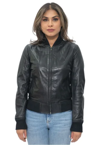 Damen MA-1 Leder Bomberjacke-Abbotsford