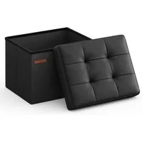 SONGMICS Sitzhocker Fußbank mit Stauraum, kleine klappbare Sitzbank, Aufbewahrungsbox, bis 130 kg belastbar, 31 x 41 cm