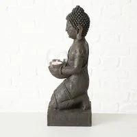 BOLTZE Dekofigur Boltze Buddha Figur mit Windlicht Statue aus Kunststoff, Hähe 44 cm