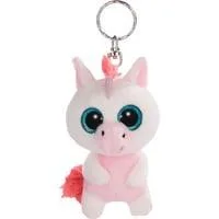Glubschis Schlüsselanhänger Einhorn Milky-Fee, Kuscheltier weiß/rosa, 9 cm