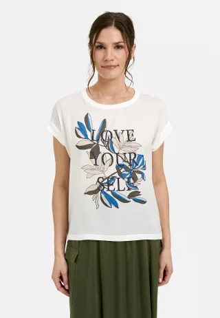 Milano Italy - Shirt with roundneck, oversized shoulder and Artwork offwhite - Gr. - L