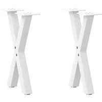 vidaXL Tischbein Couchtischbeine X-Form 2 Stk. Weiß 28x(42-43) cm Stahl