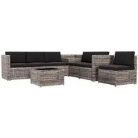 GARMIO Gartenlounge-Set Sitzgruppe Gartenlounge Set TURIN, (inkl. Kissen und Halteklemmen, 8-teilig mit Stühlen, Sitzbank und Tisch), wetterfest und belastbar, mit Klemmen