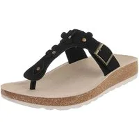 Ital-Design Feminine Flip-Flops mit Blumen-Design für Damen Zehentrenner (91512532) Flach Zehentrenner in Schwarz