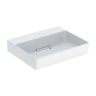 Geberit One Aufsatz-Waschtisch 505023001 50cm, ohne Hahnloch und Überlauf, weiß KeraTect/Blende weiß glänzend