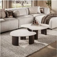 Sitheim-Europe Couchtisch CERAMO aperto 2er Set / 3D Keramik Taj Mahal/ Travertinoptik (Spar-Set, 2er Set)