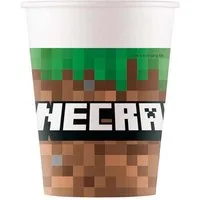 Procos Einwegbecher Pappbecher Minecraft 200ml/8Stk. FSC, Papier, Pappe