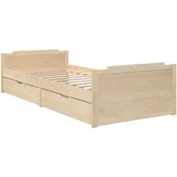 vidaXL Bettgestell NA Massivholzbett mit Schubladen Kiefer 90x200 cm Einzelbett Bett Bett