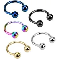 viva-adorno Nasenpiercing-Set Hufeisen Piercing Edelstahl Kugeln Lippenpiercing Augenbrauenpiercing (Set, 5-tlg), Hufeisen Ring für Septum, Lippe, Augenbraue