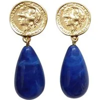 Mugello Paar Ohrstecker Lydia blau marmoriert klassisch elegant zeitlos Geschenk, made in Germany Designer JustWin, Statementohrringe