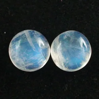 6,51 + 5,83 ct. Mondsteine mit  Blautönen - Mondsteine Pärchen mit Zertifikat