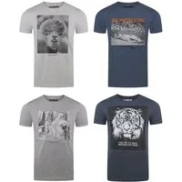 riverso T-Shirt Herren Fotoprintshirt RIVCharly Regular Fit (4-tlg) Kurzarm Tee Shirt mit Rundhalsausschnitt aus 100% Baumwolle