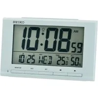Seiko Quarzwecker LCD-Wecker Light Blue, QHL090L Wecker, Digitalwecker, Schlafzimmer,Innentemperatur, Schlummerfunktion