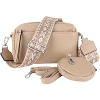 MIRROSI Umhängetasche Damen, Veganleder Crossbody Tasche Bag, Schultertasche (inkl. 1 Münzbeutel und 2 Wechselgurte, 19x14x8cm (BXHXT), gemusterten & verstellbaren Schulterriemen