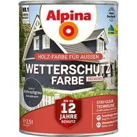 Alpina Wetterschutzfarbe 2,5l, Bis zu 12 Jahre Wetterschutz, Nässeschutz, gegen Pilz- und Algenbefall