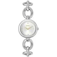 BOSS Quarzuhr LIVE 1502791, Armbanduhr, Damenuhr, Edelstahlarmband, analog, Glassteine