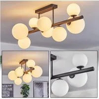 hofstein Deckenleuchte Deckenlampe aus Metall/Glas in Schwarz/Weiß, ohne Leuchtmittel, Leuchte im Retro/Vintage-Design, Glasschirme (10, 12, 15 cm), 8 x G9