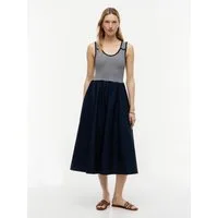 Tommy Hilfiger A-Linien-Kleid 5X2 RIB MIX MEDIA DRESS Baumwollmischung, figurbetont, Oberteil in gerippter Struktur