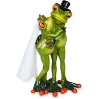 formano Dekofigur Dekofigur Brautpaar Frosch Froschhausen, Grün Kunststein