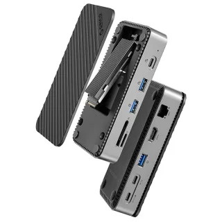 ORICO DPM2P9 10-in-1 M.2 SSD Enclosure Docking Station with Cooling Fan PD100W / 10Gbps Type-C*2 / 5Gbps USB3.0*2 / 10Gb