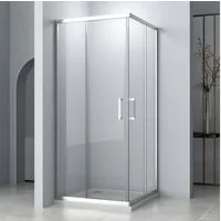 Hopibath Eckdusche Duschkabine 90 x 90 100 x 100 80 x 100 Eckeinstieg, BxT: 75x80 cm, 5mm Sicherheitsglas, Doppel Schiebetür, Magnetverschluss, Alurahmen, Alu-Wandprofil, Rechts-und Links montierbar