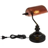 GLOBO LIGHTING Schreibtischlampe ANTIQUE, ohne Leuchtmittel, Klassische Schreibtischleuchte, Antik-look Tischleuchte, Bankerlamp