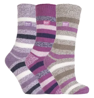 HEAT HOLDERS - 3er Pack Multipack Damen Isolierte Thermosocken für den Winter - Block Stripe