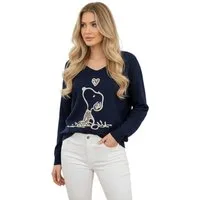 Rehoboth Moda V-Ausschnitt-Pullover Feinstrick Damen Pullover mit Comic Print Patch