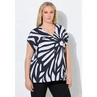 Ulla Popken Tunika Tunika Limetten Oversized V-Ausschnitt Halbarm