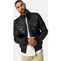 Indicode Lederimitatjacke Herren Pawel Übergangsjacke Herrenjacke Kunstlederjacke mit Stehkragen