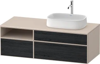 Duravit Zencha Konsolenwaschtischunterbau wandhängend Eiche Schwarz & Taupe Matt & Supermatt 1300x55 ZE4829016830000