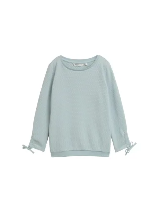 Denim Tom Tailor - Slim Fit Sweatshirt mit Raffärmeln silver cloud blue - Gr. - XS