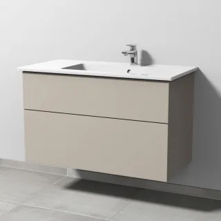 Sanipa 3way Keramik-Set Venticello Keramik-Waschtisch und Unterbau mit 2 Auszügen, Kaschmir-Matt SP3261U